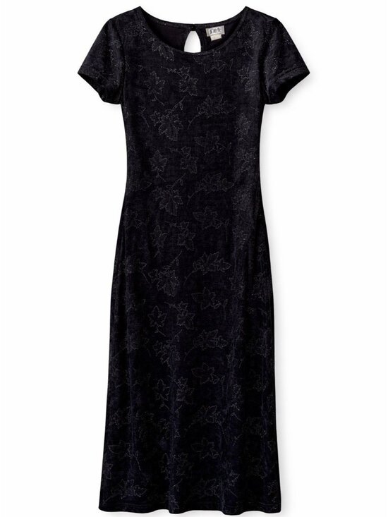 DBY Ltd. Dresses & Skirts - DBY Ltd Women Velvet Long Dress Shimmery Leaves Print Black Junior Size 3 preown